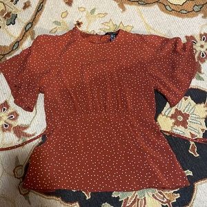 New Look Rust Polka Dot Top